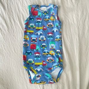 Baby Boy Sleeveless Bodysuit Car Truck Theme Blue Made In Brazil 9-12 Months